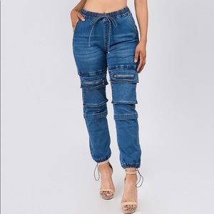 American Bazi HIGH WAIST DENIM JOGGERS